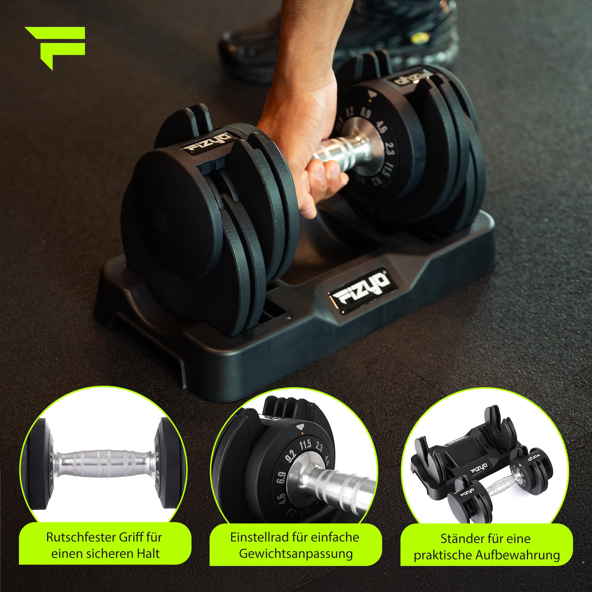 FIZYO Verstellbare Hantel, Hantelset, Kurzhantel Set für Home Gym