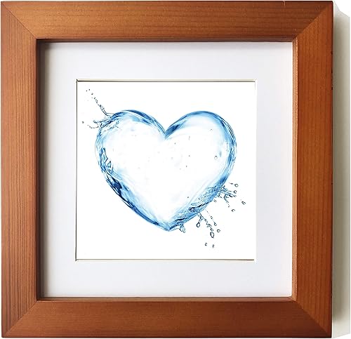 ZXT-parts Portarretratos de madera marrón de 6 x 6 pulgadas sin paspartú, marco de fotos de 4 x 4 con paspartú, madera maciza, 2 paneles (1 vidrio,