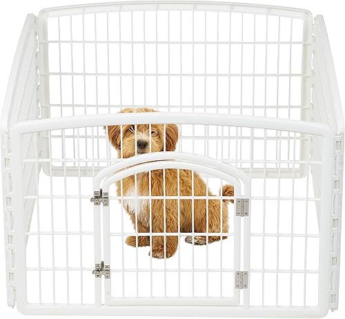 IRIS USA Dog Playpen Exercise Pet Playpen Without Door 4-Panels 24 H