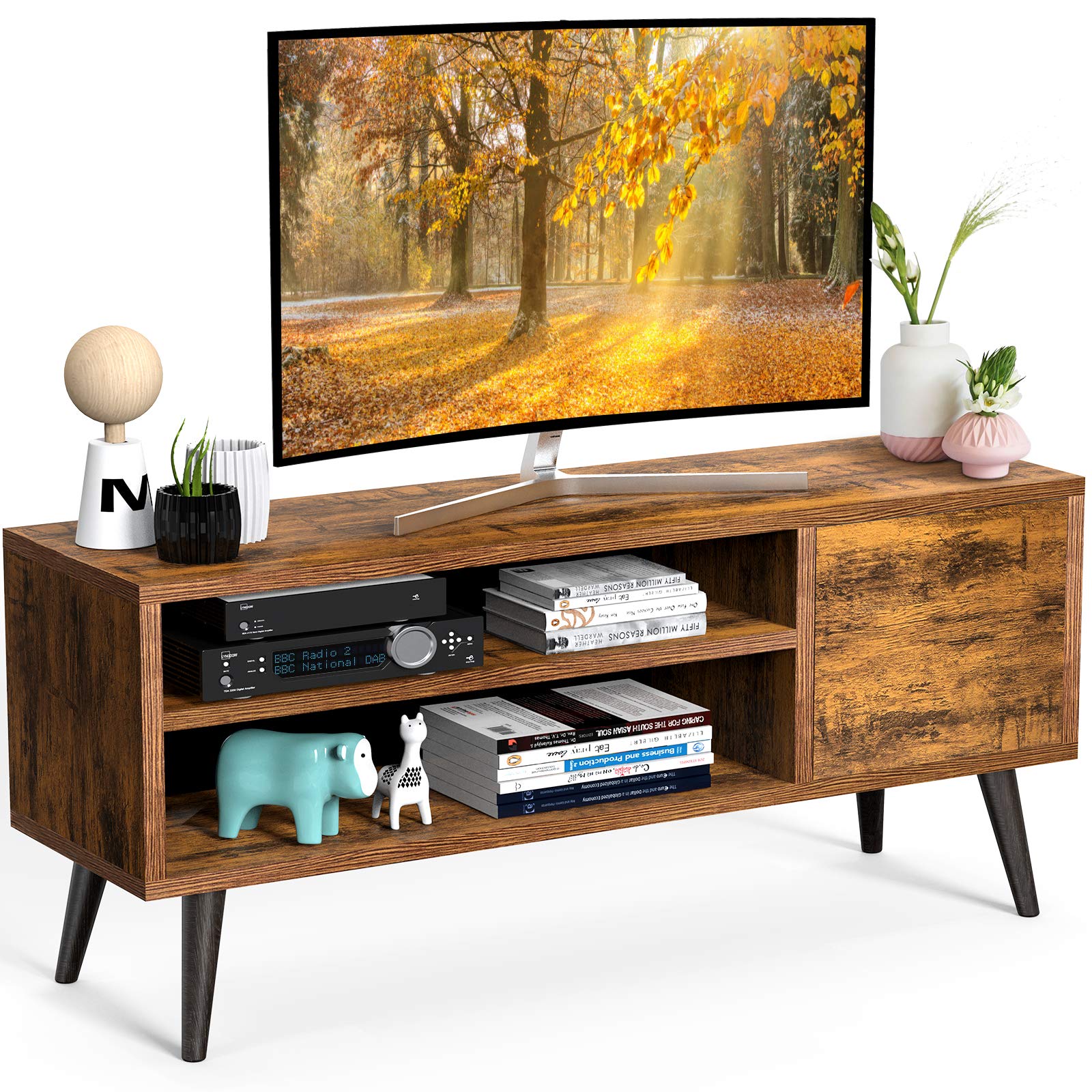 Buy TV Console Table with Storage for TV up to 55 in, Retro TV Stand