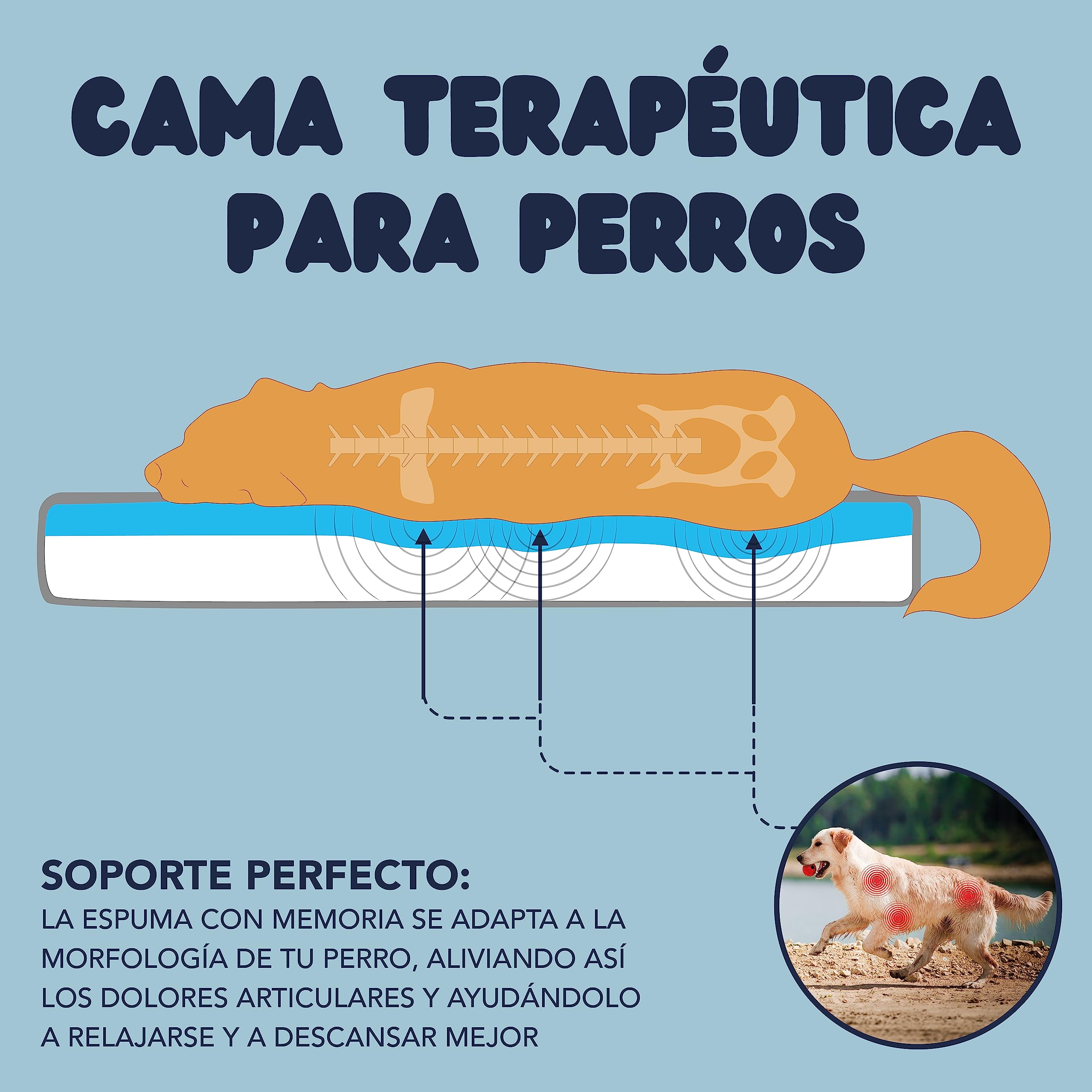 Cama Perro Grande Ortopédica XL - Cojines para Perros Espuma con Memoria - Manta Removible Resistente al Agua Lavable en Lavadora, 110x70x9cm