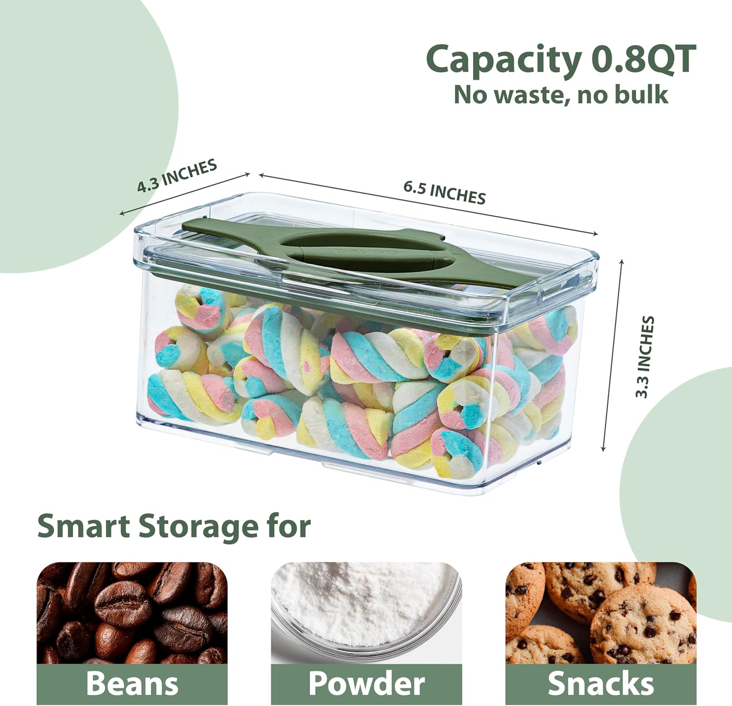 4-Pack Small Pantry Containers, 0.8 QT/0.76 L Clear SAN Food Storage Canisters with Twist-Lock Lids, Stackable for Sugar, Tea Bags, Seasoning, Nuts, Snacks (Black)