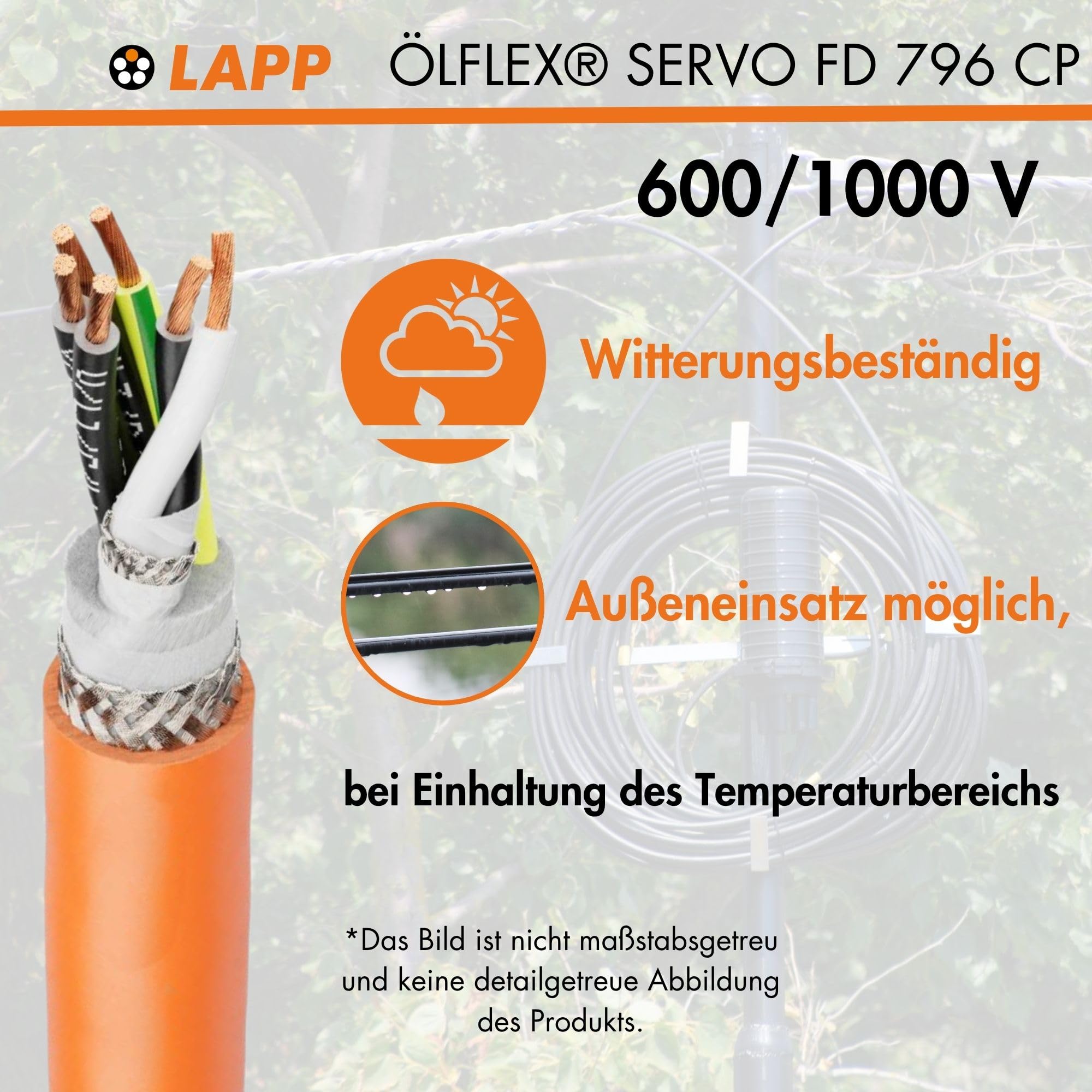 Lapp 0027961 Ölflex Servo FD 796 CP Câble Blindé PUR Flexible 4G4+(2x1,5) | Fil en polyuréthane sans halogène pour chaînes de remorquage, résistant aux huiles, 0,6/1 kV, compatible servomoteurs