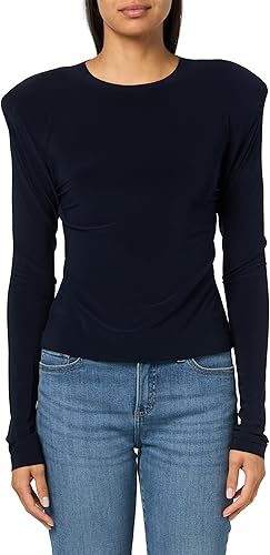 Amazon | Norma Kamali 女性用ショルダーパッド長袖クルートップ