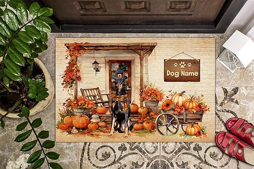 Miniatura 4 de Tapete personalizado para puerta de perro de Acción de Gracias, Doberman Pinscher, tapete de otoño antideslizante, divertido tapete de entrada de