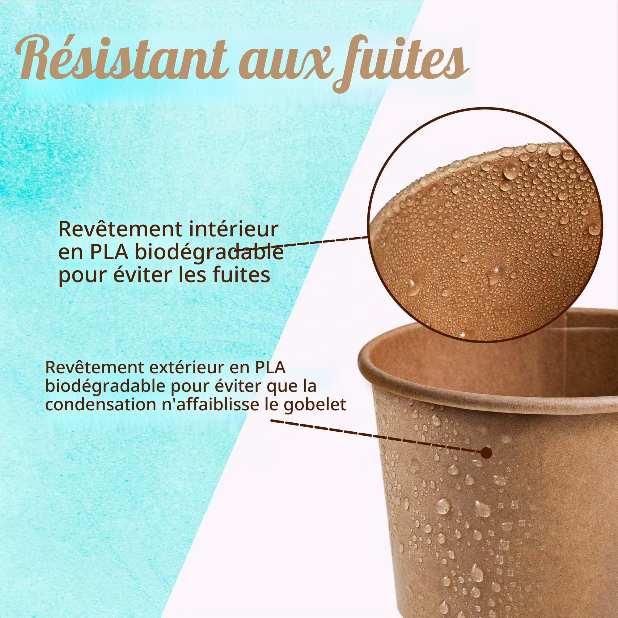 MATICAN Gobelets en papier à crème glacée avec couvercles, lot de 40 - Gobelets à soupe de 266 ml avec couvercles, contenants à crème glacée jetables, 266 ml, brun kraft