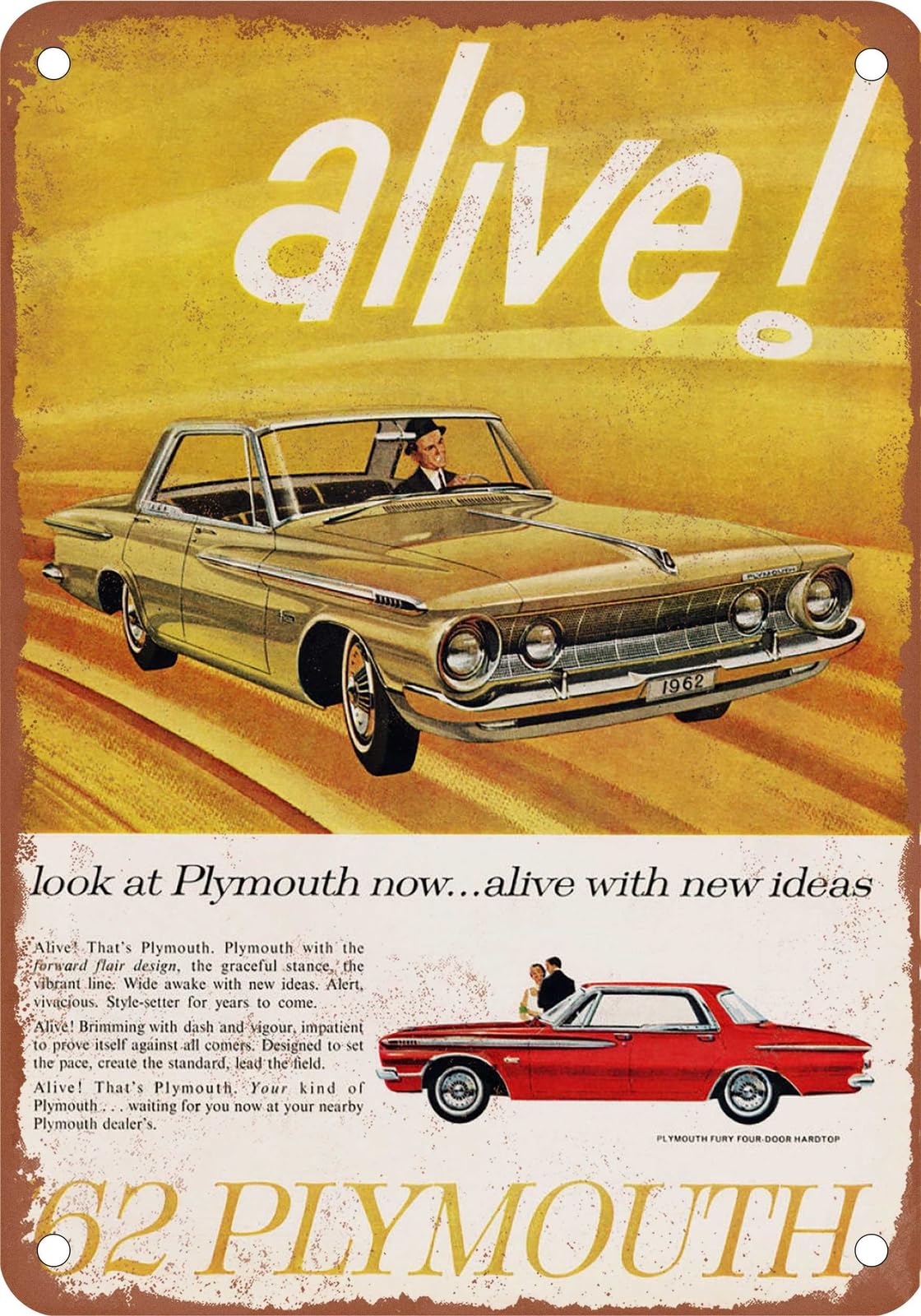 Miaomansenstore Metal Sign - 1962 Plymouth Vintage Ad 02 - Old Retro Rusty Look Home Decor