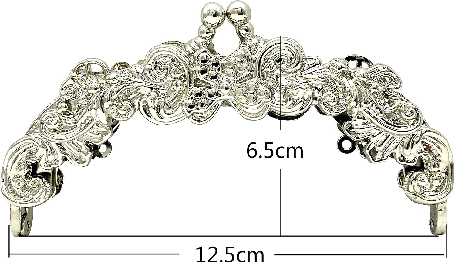 3dancraftit Vintage Fancy Zinc Alloy Emboss Screw on Kiss Clasp Lock Coin Purse Pouch Bag Clutch Frame 5" x 2 3/16" / 12.5cm x 5.5cm Nickel D63