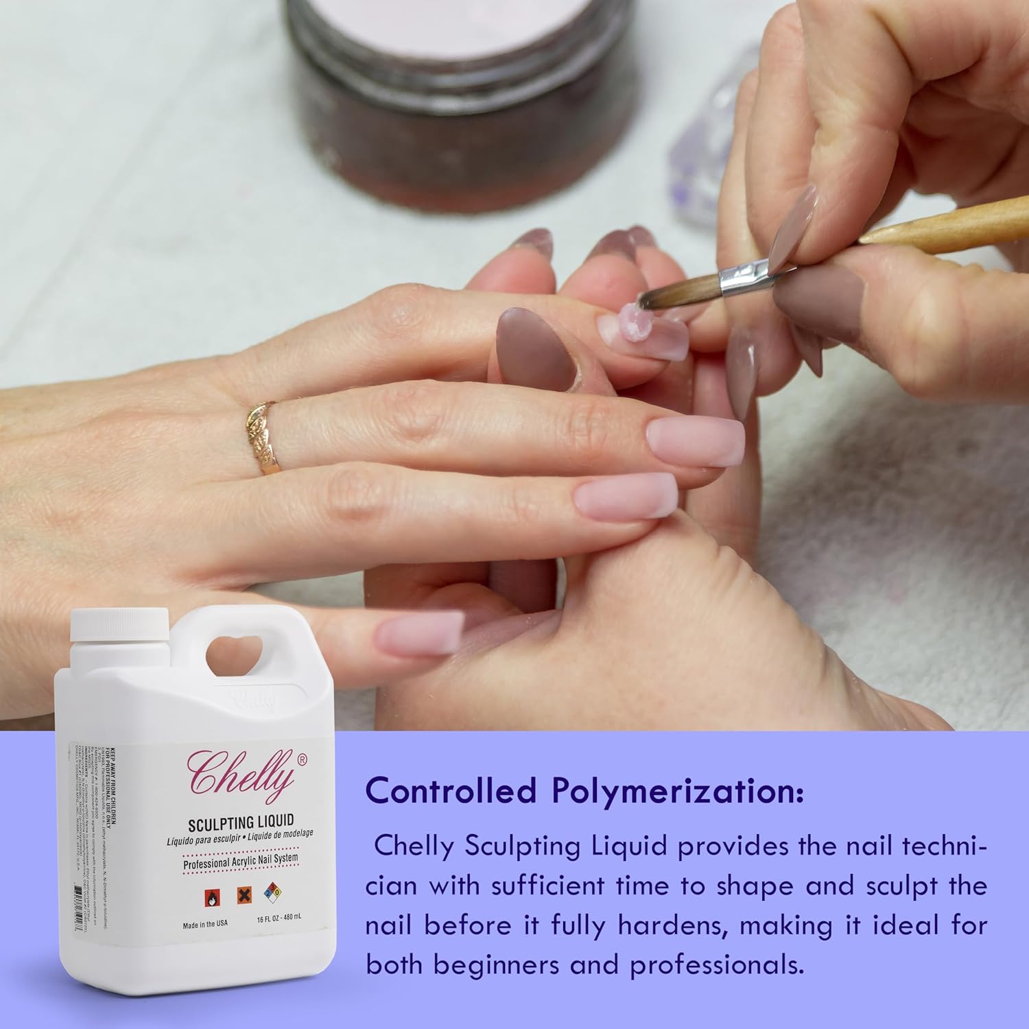 Chelly Sculpting Liquid, 16 Fl Oz, Professional Acrylic Nail System, Low Odor, MMA-Free, Non-Yellowing