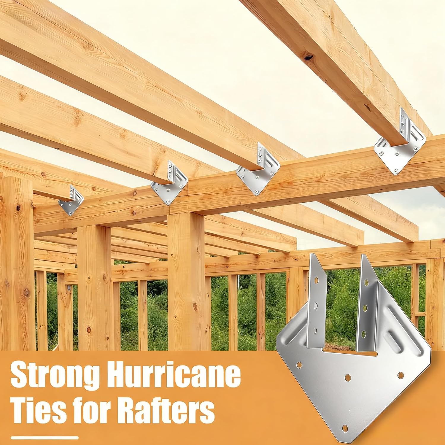 Hurricane Ties for Rafter 24 Pack 16-Gauge Hurricane Straps Brackets Hot Dip Galvanized Powder Coating Hurricane Clips Joist Hangers for 2X Deck Joists (Silver, 24 Pack)