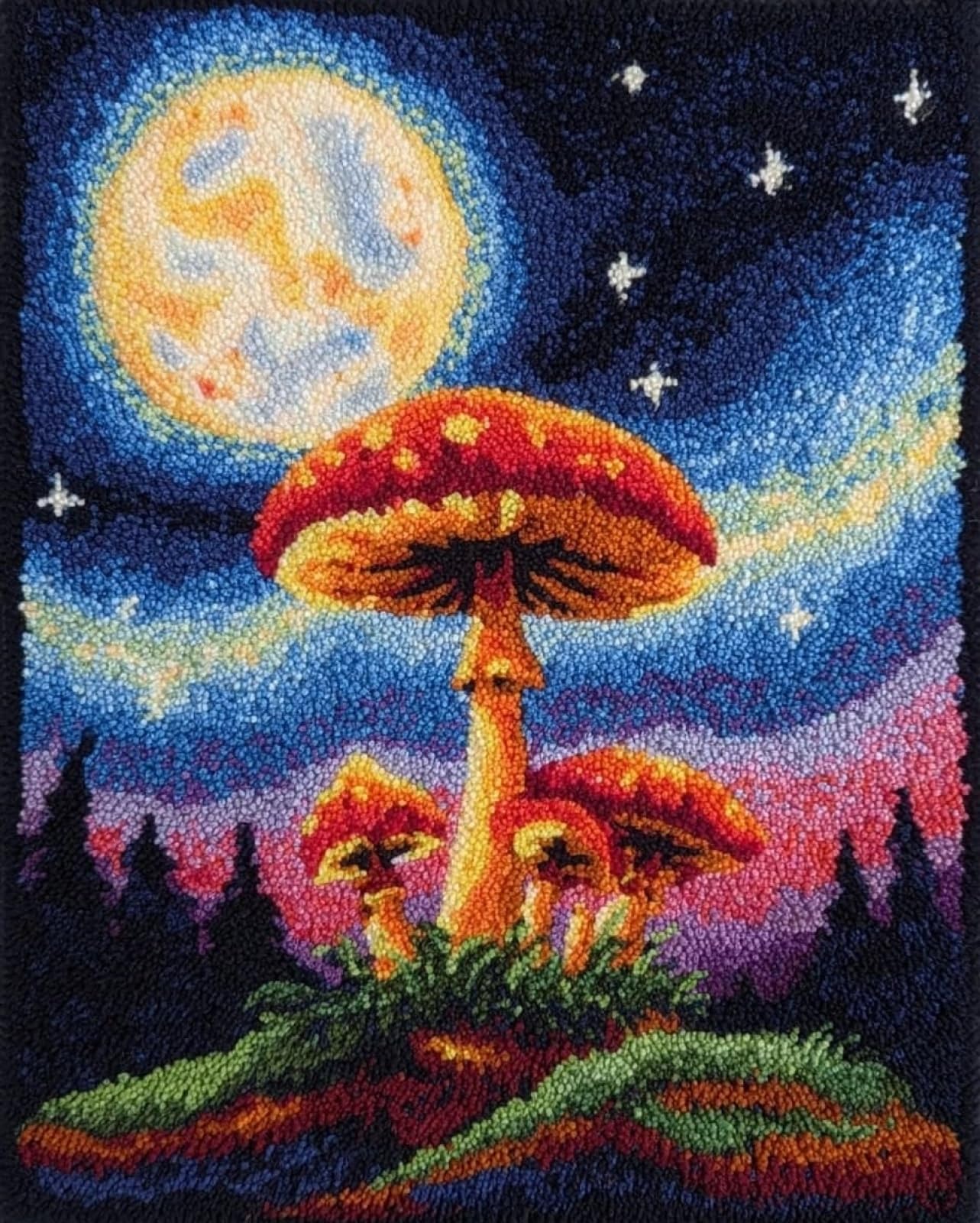 Wallphantom Starry Mushroom Diy Latch Hook Rug Making Kit For Adults,