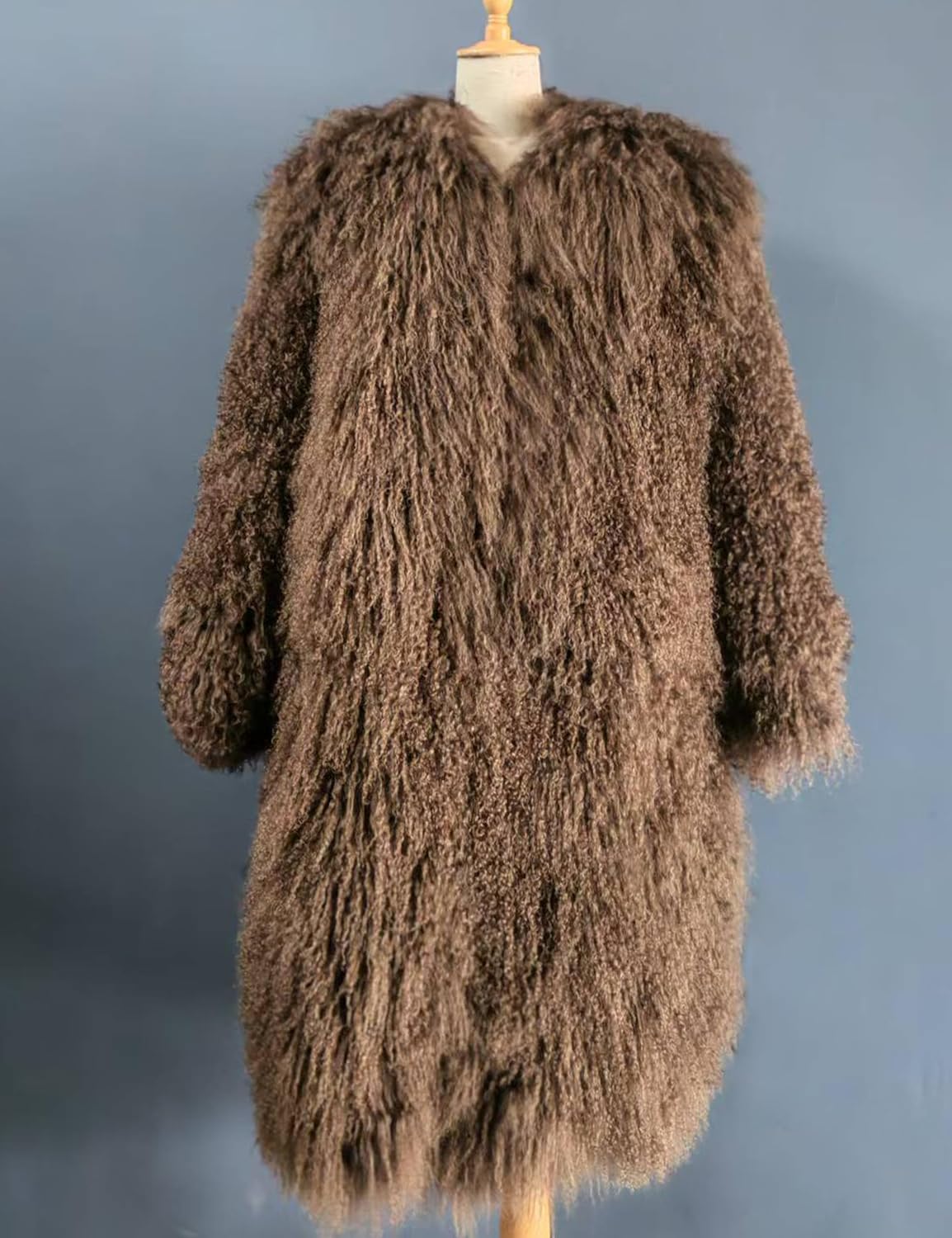 Women's Genuine Mongolian Sheep Fur Coat Long Winter Shaggy Outwear Fluffy Fur Jacket - Image 3