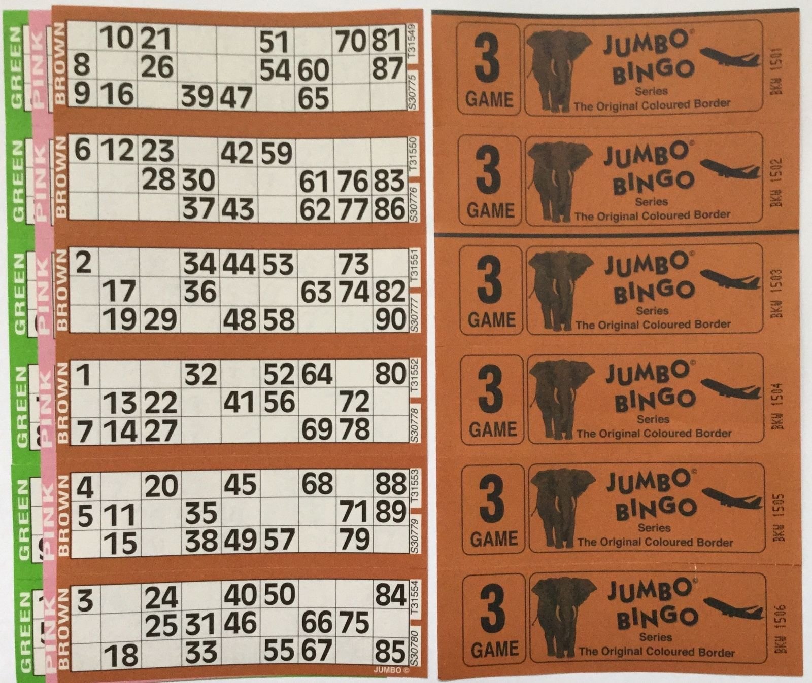 3000 3 PAGE GAMES JUMBO BINGO TICKETS 6 TO VIEW JUMBO BINGO BOOKS