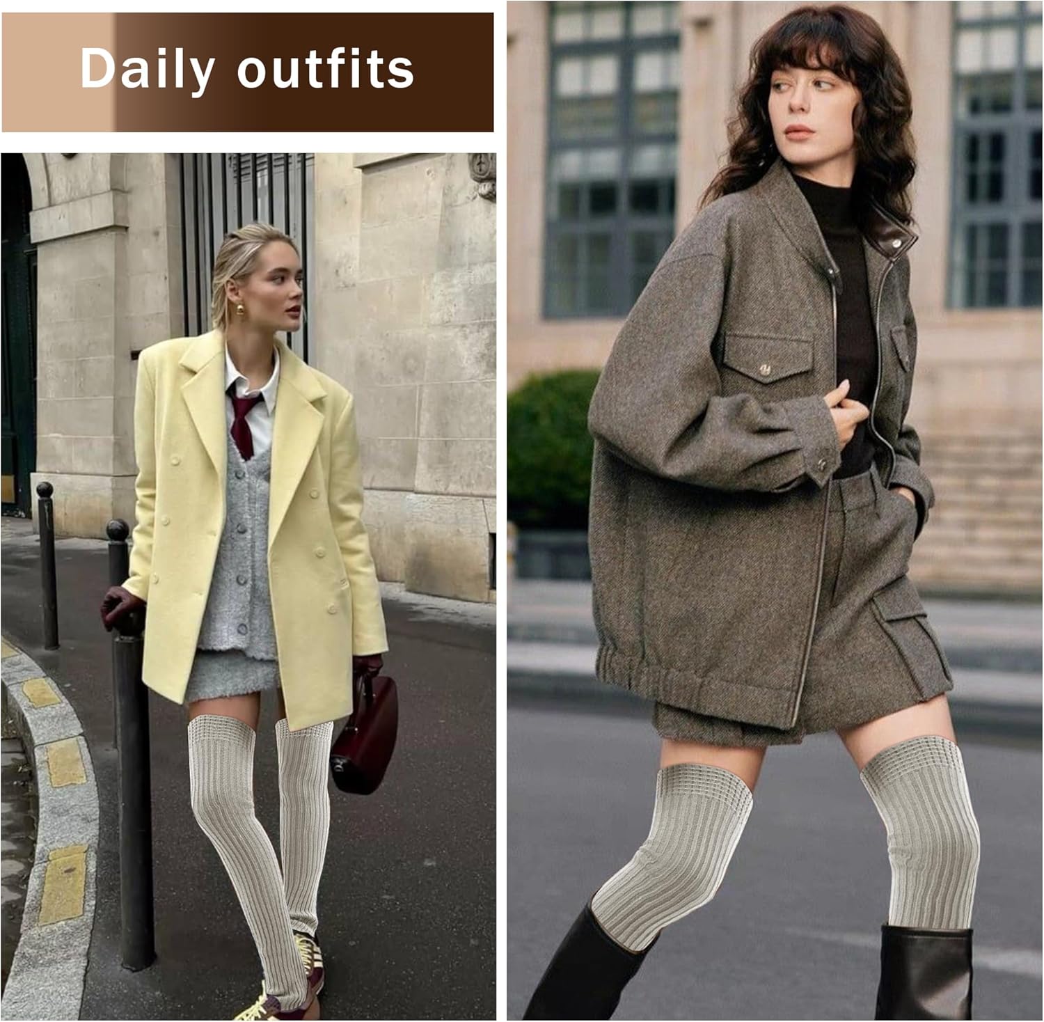 VIBILIA 31.5 Inch Leg Warmers Thigh High Socks Non-Slip Over Knee Footless Extra Long Warm Winter Socks for Women Dance Yoga - Image 6