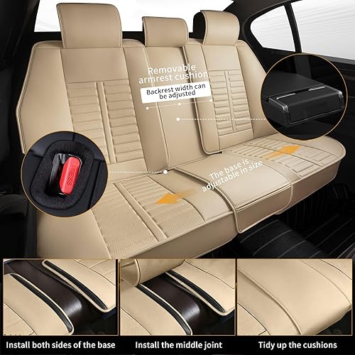 Miniatura 9 de Fundas de asiento delantero de automóvil para Toyota 4Runner 2003-2023, fundas de asiento automotriz de piel sintética con compatible con bolsa de