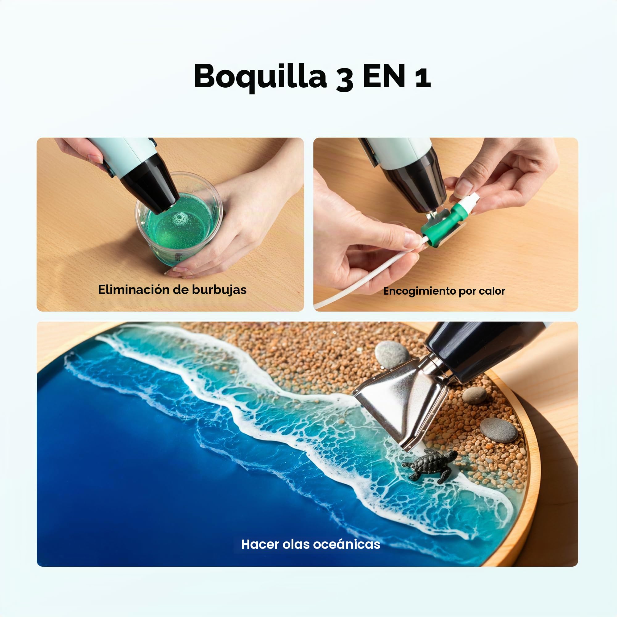 Resiners Mini Pistola de Aire Caliente 2 Temperaturas 255 ℃/350 ℃, 350 W Pistola de Calor Portátil Electrica con Boquillas Reflexivo, para resina epoxi Acuarela Secar, Eliminación de Pintura
