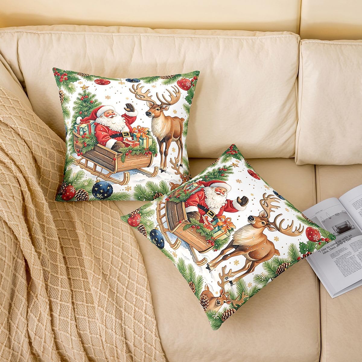 Castle Fairy Santa Claus 20X20 Inch Cushion Covers Set of 4 image 2