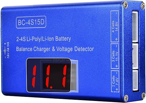 Cargador de batería Airsoft, cargador inteligente de equilibrio de litio/iones de litio para batería de 11.1 V 7.4 V 14.8 V 2S 3S 4S con comprobador