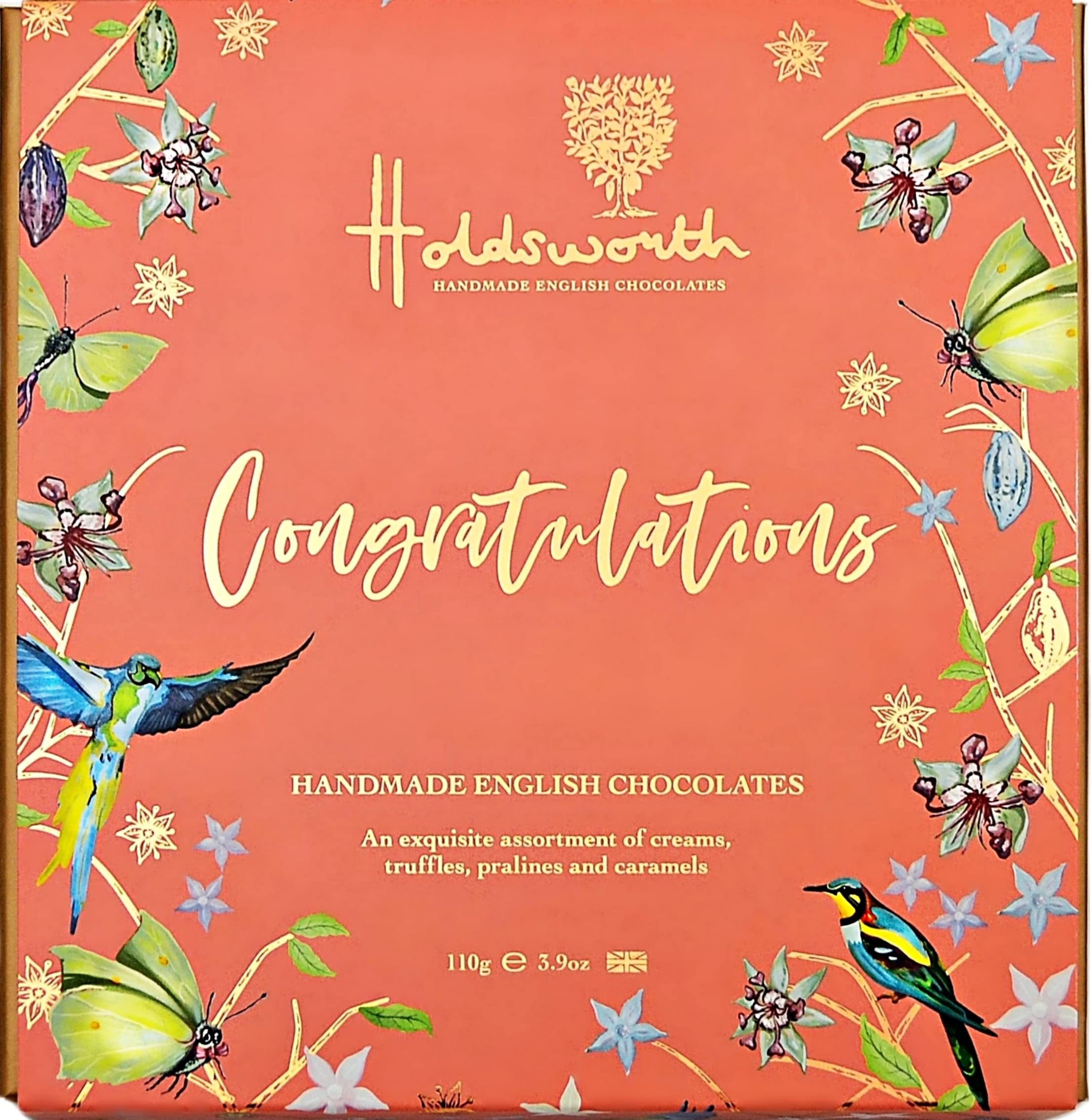 Holdsworth Chocolates Gift Box - Congratulations Chocolate Box 110g - Assortment of Handmade Truffles, Creams & Pralines Coated in Milk, White & Dark Chocolate. Congratulations Gifts