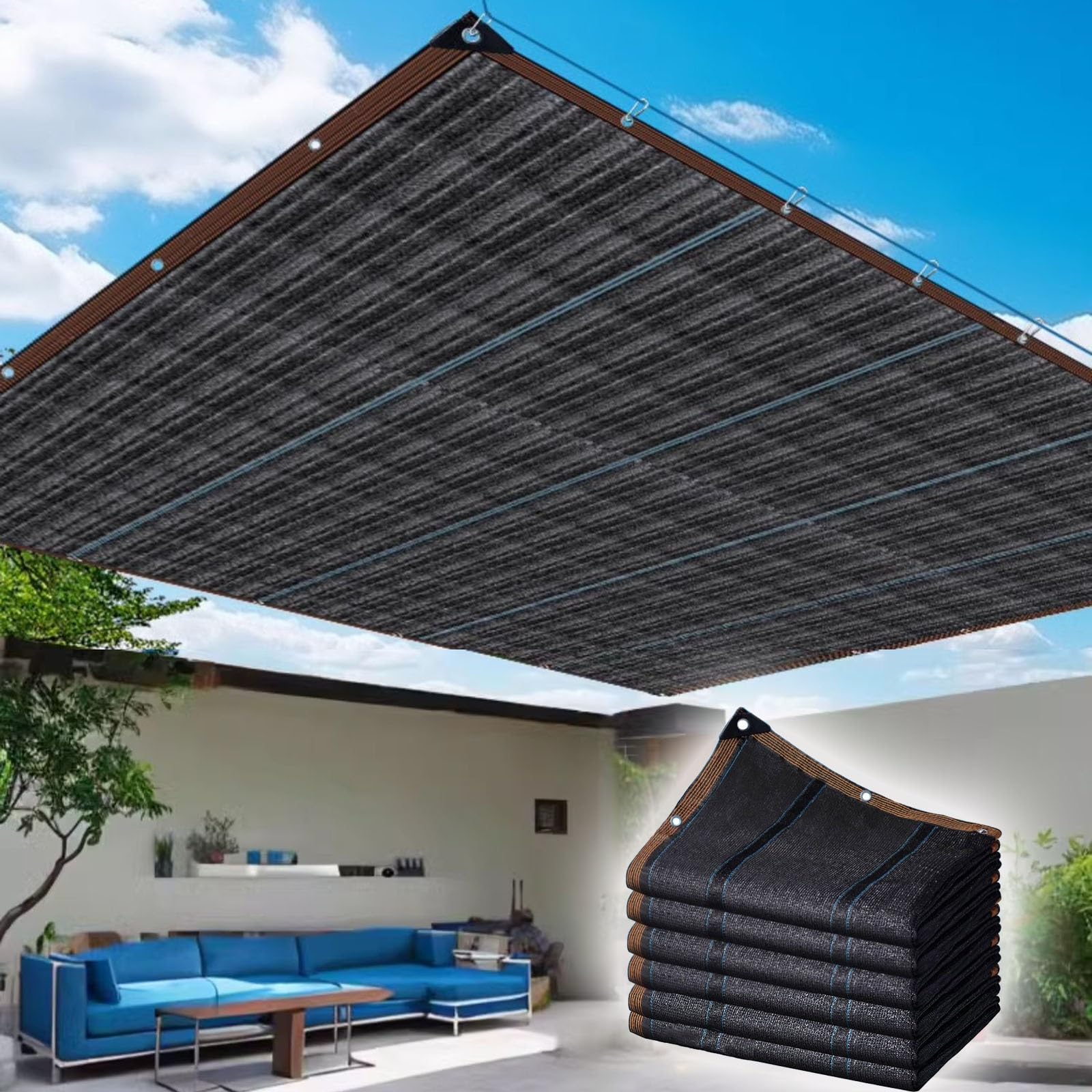 Voile d'ombrage rectangulaire 3x14 protection solaire grand jardin et terrasse 28m2