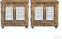 Vista 19 de Lulive Juego de 2 Muebles de Jaula para Perros, Perrera para Perros de Interior con Puertas Dobles de Madera Jaula para Perros de Servicio Pesado