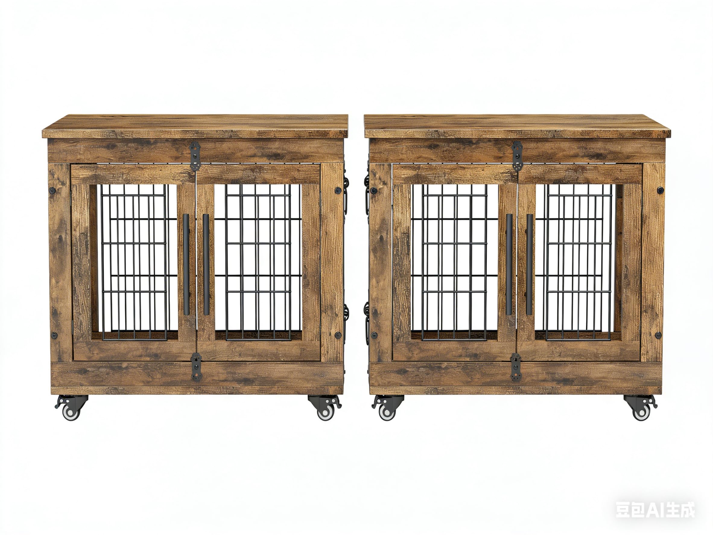 2 Pack Dog Crate Furniture, 27.1'' Heavy Duty Kennel with Cushion &amp; Wheels
