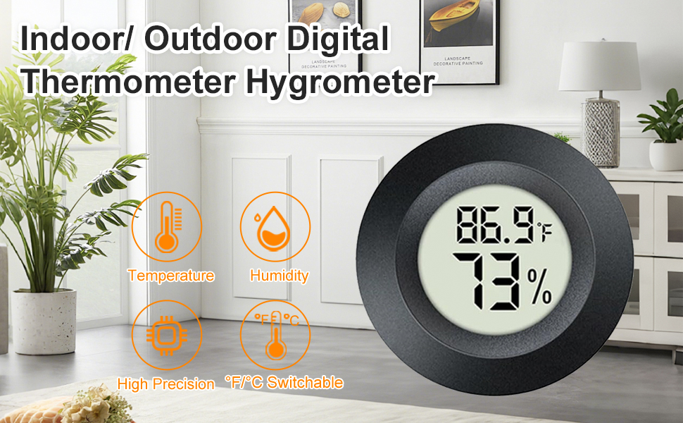 Image of JEDEW 2 Pack Hygrometer Thermometer Digital Humidity Meter Indoor /Outdoor Humidity Monitor Reptile Thermo-Hygrometer for Greenhouse Humidors Terrarium Jars, Fahrenheit (℉) /Celsius(℃) (2)