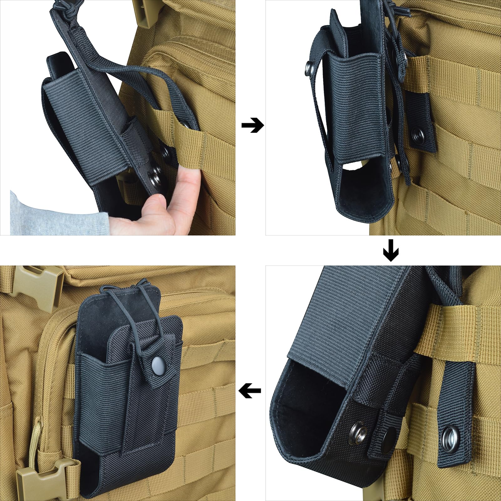 UAYESOK Pochette Molle pour Radio, Support pour Talkie Walkie Étui Poche Radio pour Ceinture de Security pour Motorola Baofeng Kenwood (molle03)