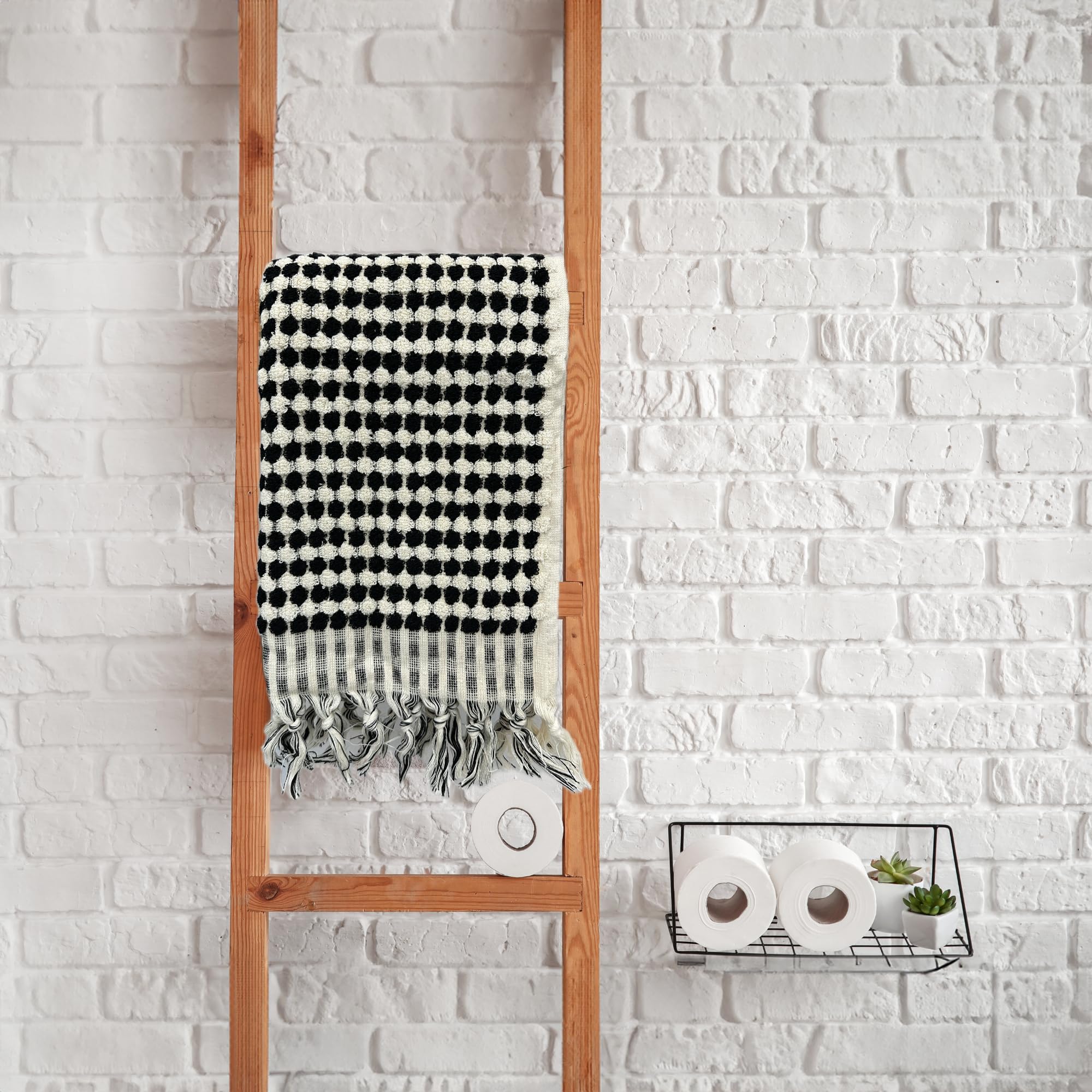 EASTERNRUGARTS Organic Turkish Towel 33x72 Inches, Turkish Bath Towel, Beach Towel, Black White Soft%100 Cotton Fluffy Towel, Thick Face Hand Towel, (Black-White, 33x72)