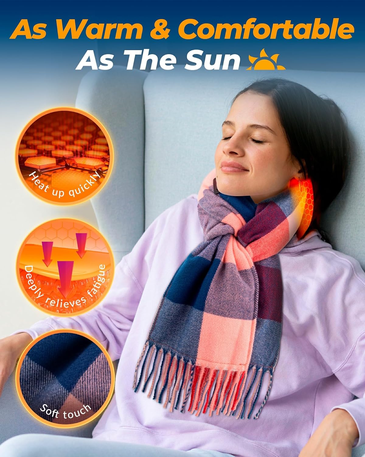 Heated Scarf for Women Men Warm Gift Idea with 6000mAh Battery Pack