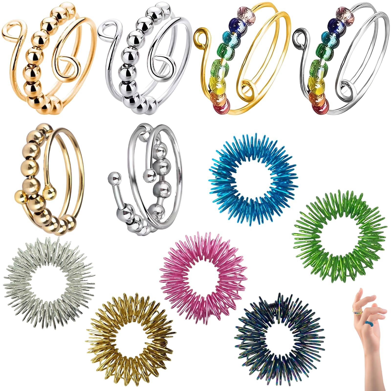 Zestaw 12 pierścionków Fidget Ring