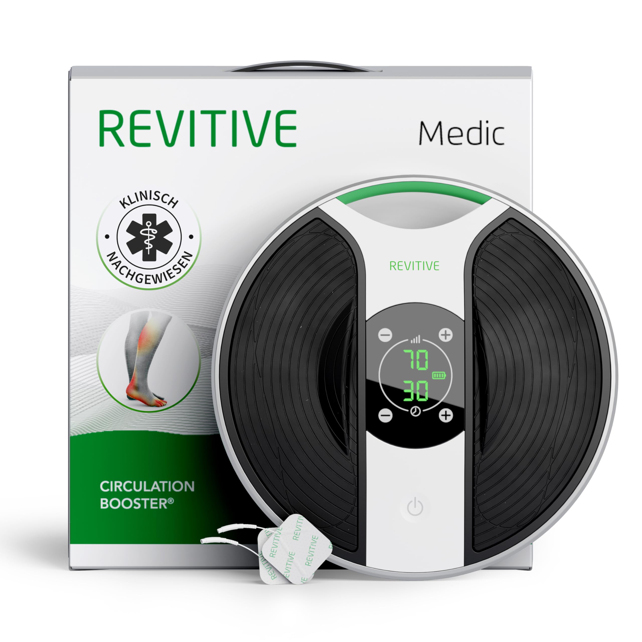 Revitive Medic® Durchblutungs-Stimulator – Klinisch nachgewiesene, medikamentenfreie Linderung von Schmerzen in Beinen und Körper, kabellos, damit Sie in Bewegung bleiben