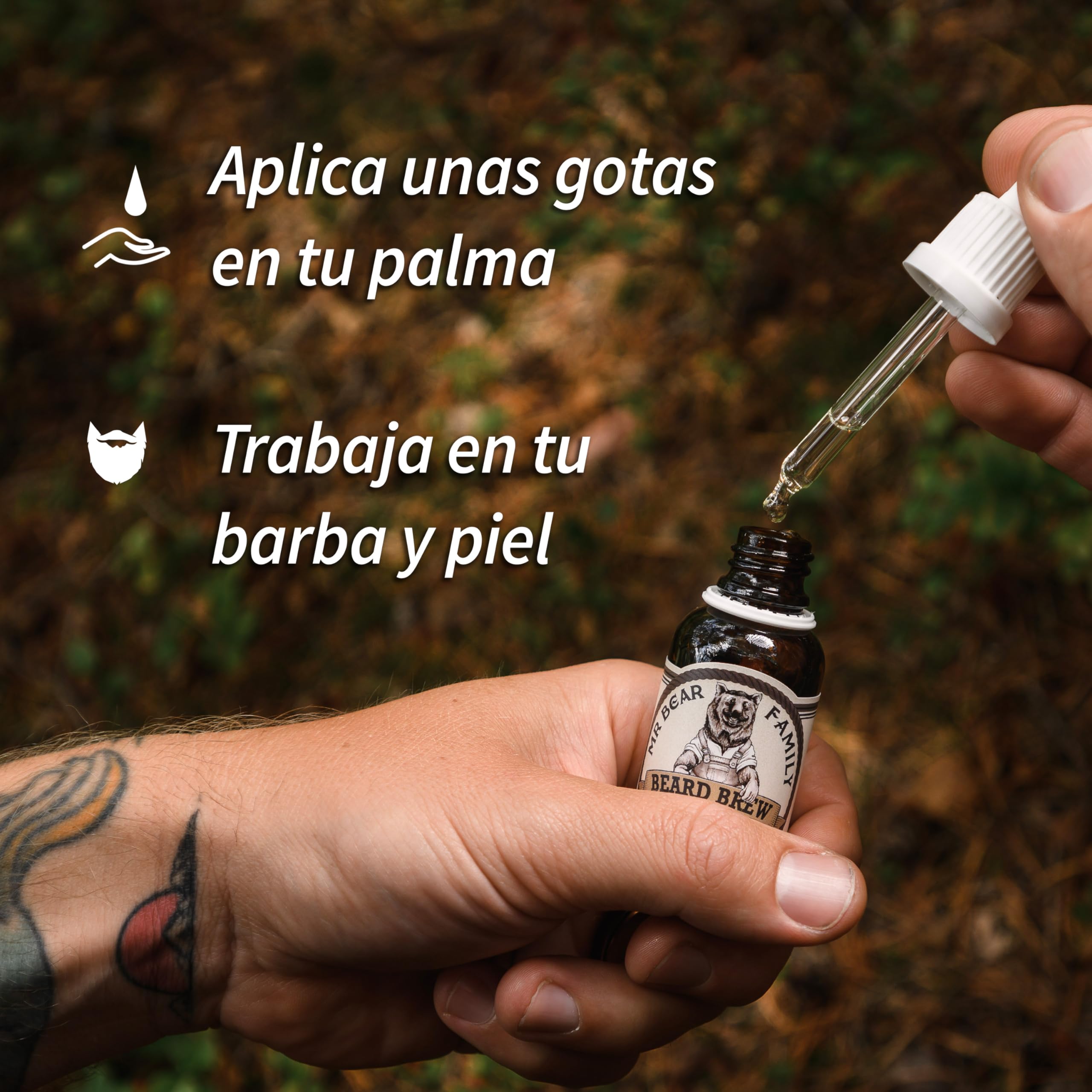 Mr Bear Family Beard Oil Men - Woodland - nutre y favorece el crecimiento barba - aceite barba hombre con jojoba y aceite de argán - Aceite para el cuidado barba hombre – aceite barba hidratante 30ml