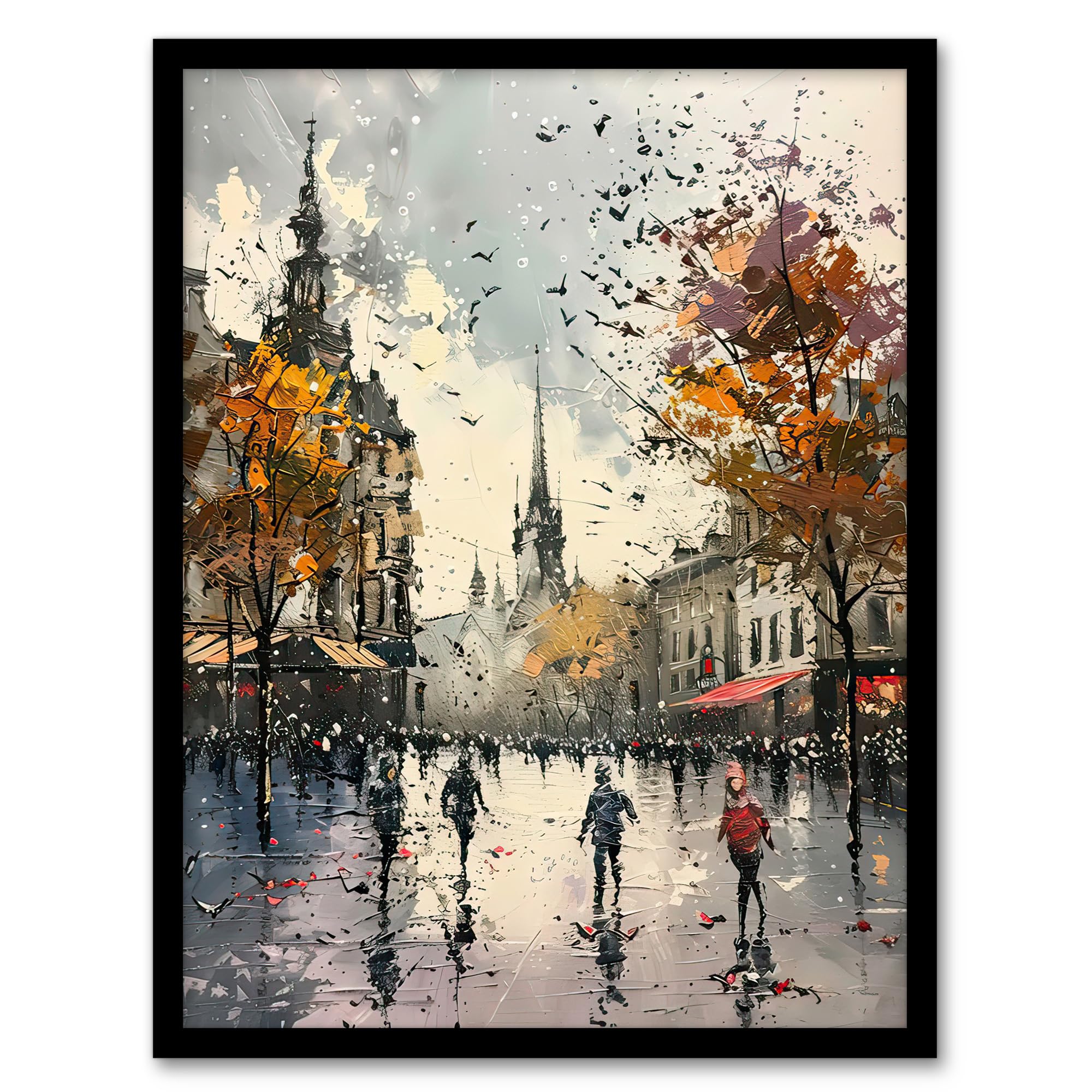 Artery8 Bishop Auckland Castle Modern Artwork Autumnal Living Room Artwork Framed Wall Art Print A4