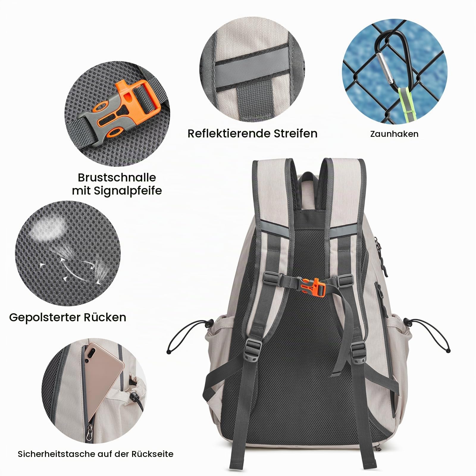 G4Free Tennistasche, Tennis-Rucksack für Frauen Männer, große Pickleball-Tasche, hält 4 Schläger mit Schuhfach
