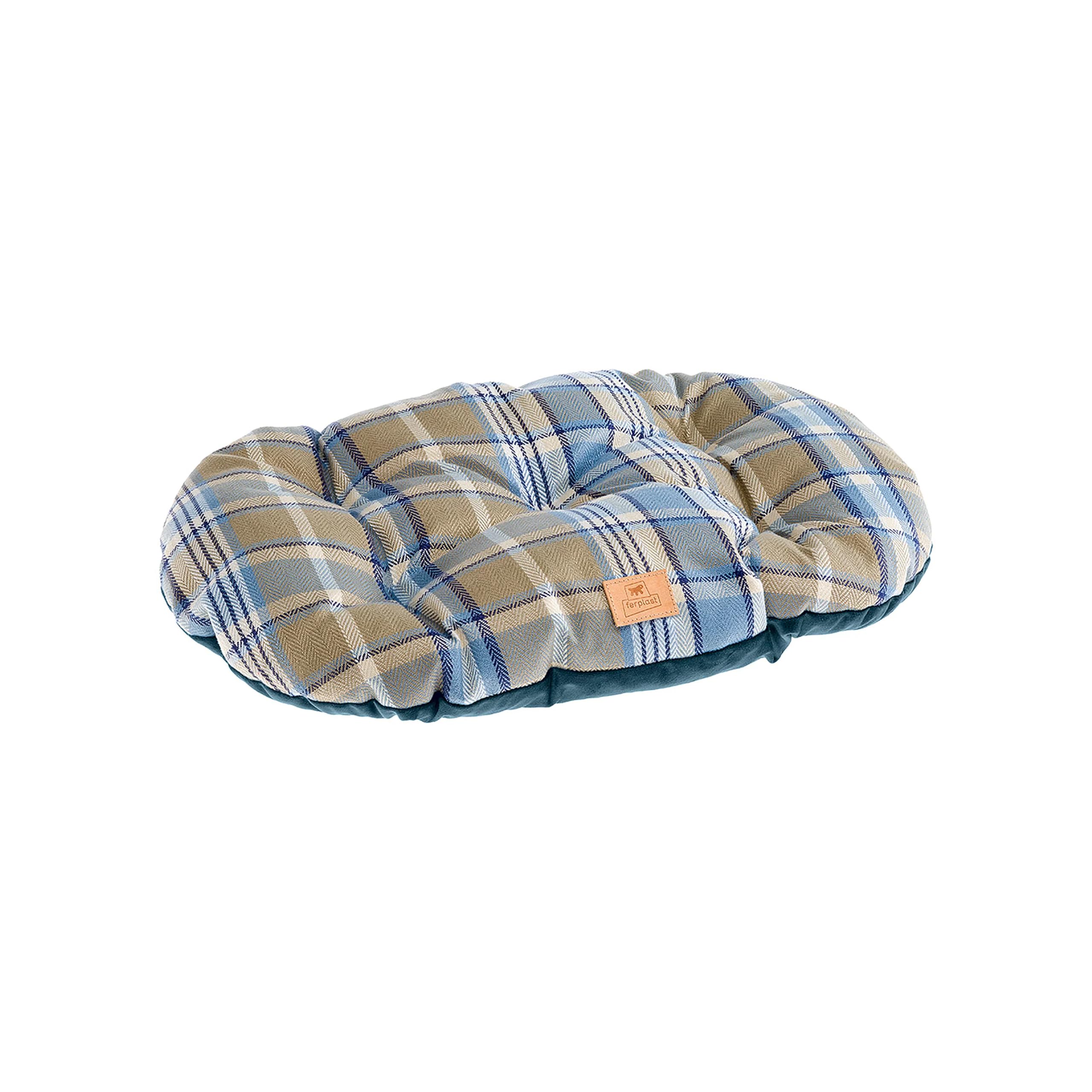 Ferplast Cuscino imbottito per cani e gatti SCOTT 45/2, Double-face, Scozzese, Soffice velluto, Lavabile, Blu