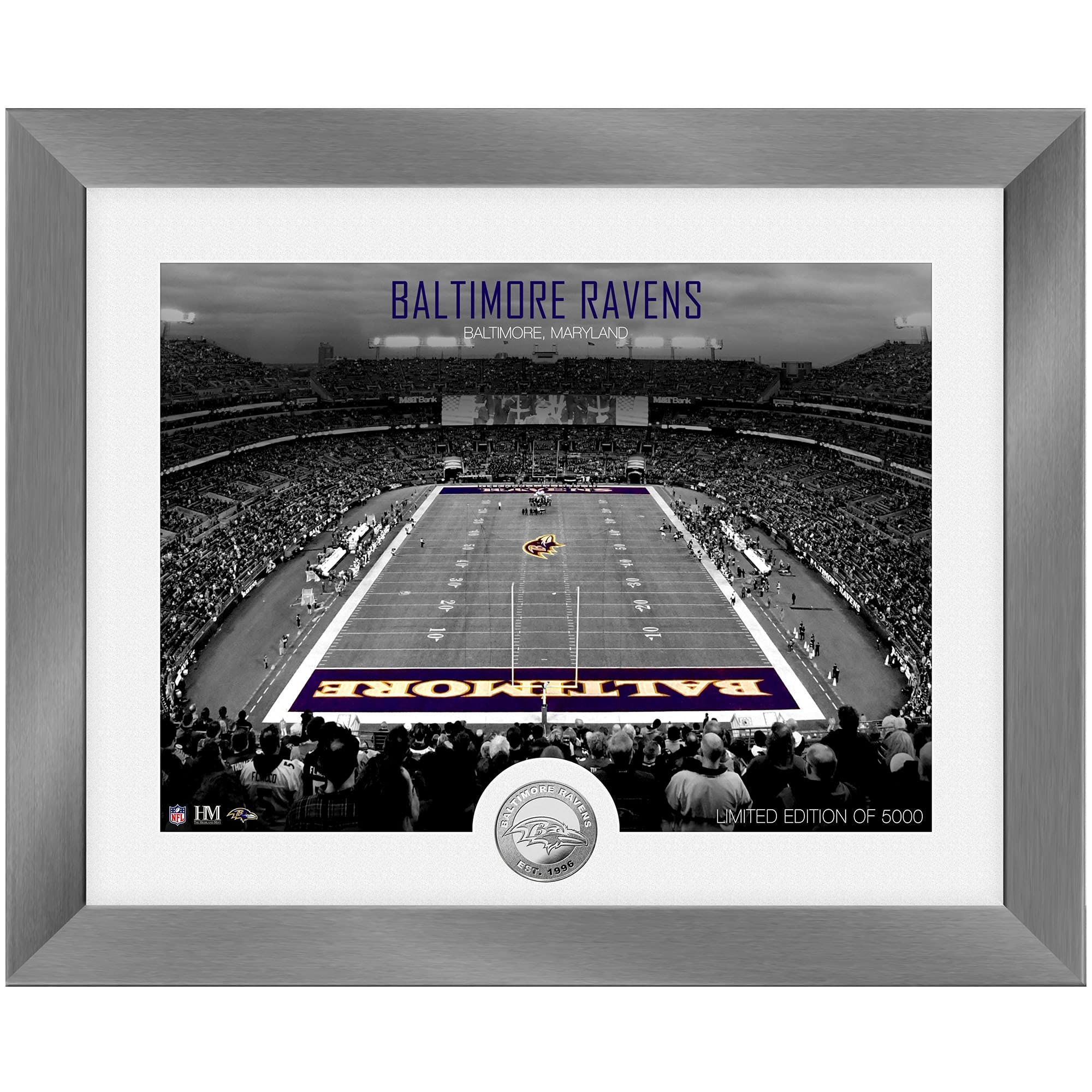 Highland Mint Baltimore Ravens Art Deco Stadium Silver Coin Bild