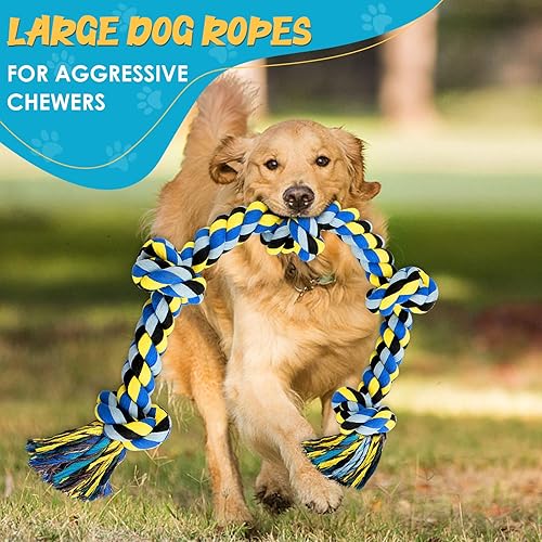Miniatura 7 de UPSKY Juguete de cuerda para perros grandes y medianos, juguete masticable para masticadores agresivos, juguete de cuerda indestructible de 3 pies y