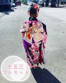 【 新品未使用品⠀】七五三用 黒地花柄着物飾り キッズ用 黒地 花柄 着物 七五三