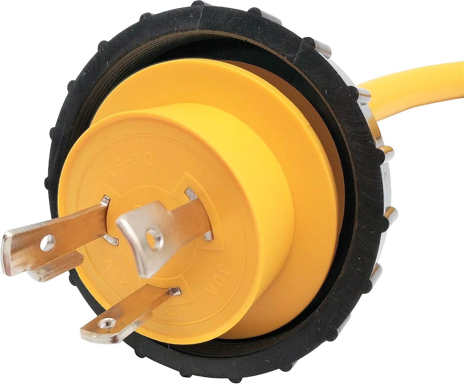 Parkworld 691975D RV Pigtail, Shore Power 30A Male L5-30P to 5-20R T-Blade Female, Dogbone Adapter Power Cord, Twist Lock L5-30 Plug to 5-15 Receptacle with Lighted (1.5FT)