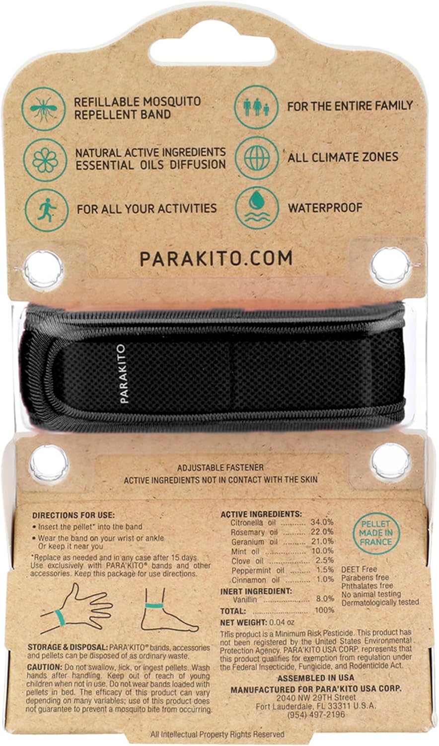 PARA'KITO Mosquito Repellent Bracelets, Bug Repellent Bracelets, Natural Essential, Spray Alternatives for Beach, Camping, Hiking (Black)