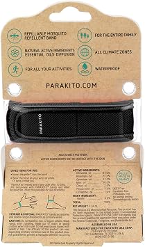 PARA'KITO Mosquito Repellent Bracelets, Bug Repellent Bracelets, Natural Essential, Spray Alternatives for Beach, Camping, Hiking (Black) | Bug Repellent, Natural Essential, Spray Alternatives, Beach, Camping, Hiking