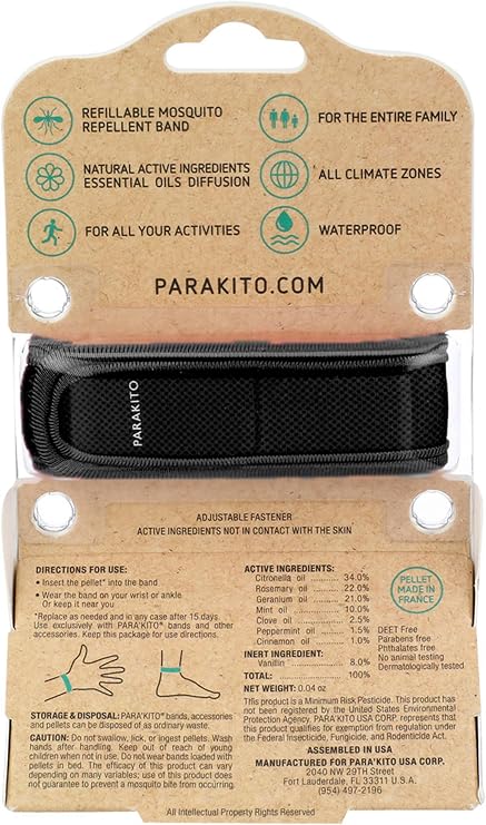 PARA'KITO Mosquito Repellent Bracelets, Bug Repellent Bracelets, Natural Essential, Spray Alternatives for Beach, Camping, Hiking (Black) | Bug Repellent, Natural Essential, Spray Alternatives, Beach, Camping, Hiking