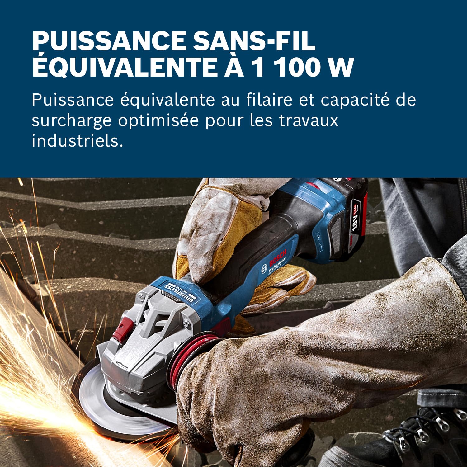 Bosch Professional 18V System meuleuse angulaire sans-fil GWS 18V-11 (diamètre de disque 125 mm, sans batterie ni chargeur), sans présélection de vitesse