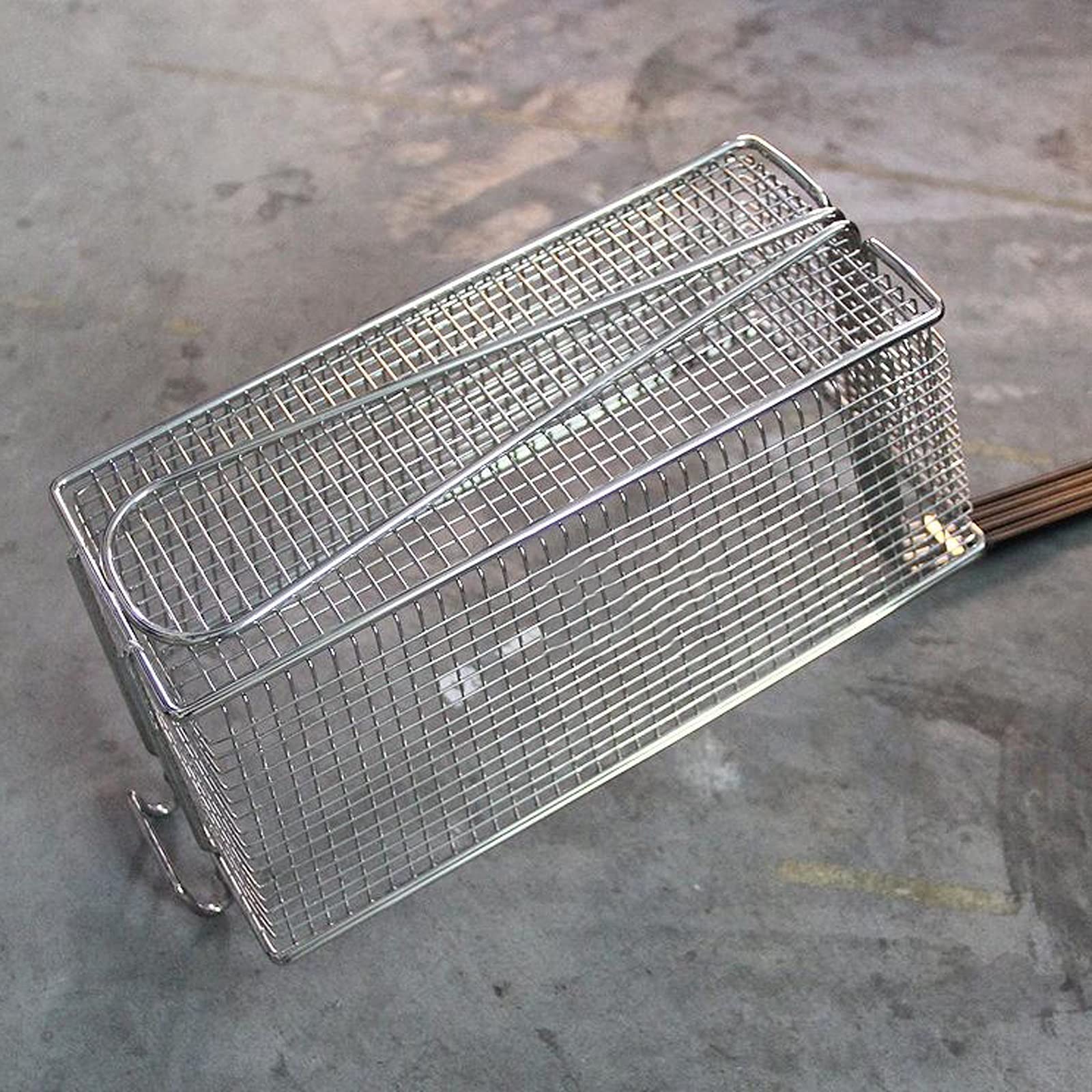 NEBE Panier à Friteuse Panier à Frire de Cuisine Métal Métal Residus Filtrer Tamet de friture avec poignée Longue utilisée for Les Nouilles Français Frites Viande Panier à Frire