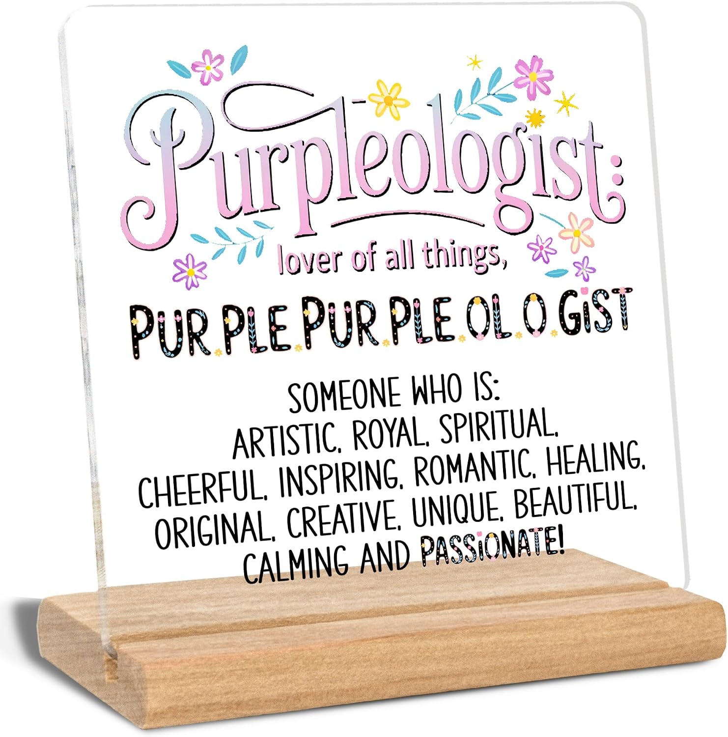 Purple Gifts for Women Men, Purpleologist Lover of All Things Acrylic Plaque Signs, Birthday Gifts for Mom Sister Friends, Office Home Desk Decor Signs