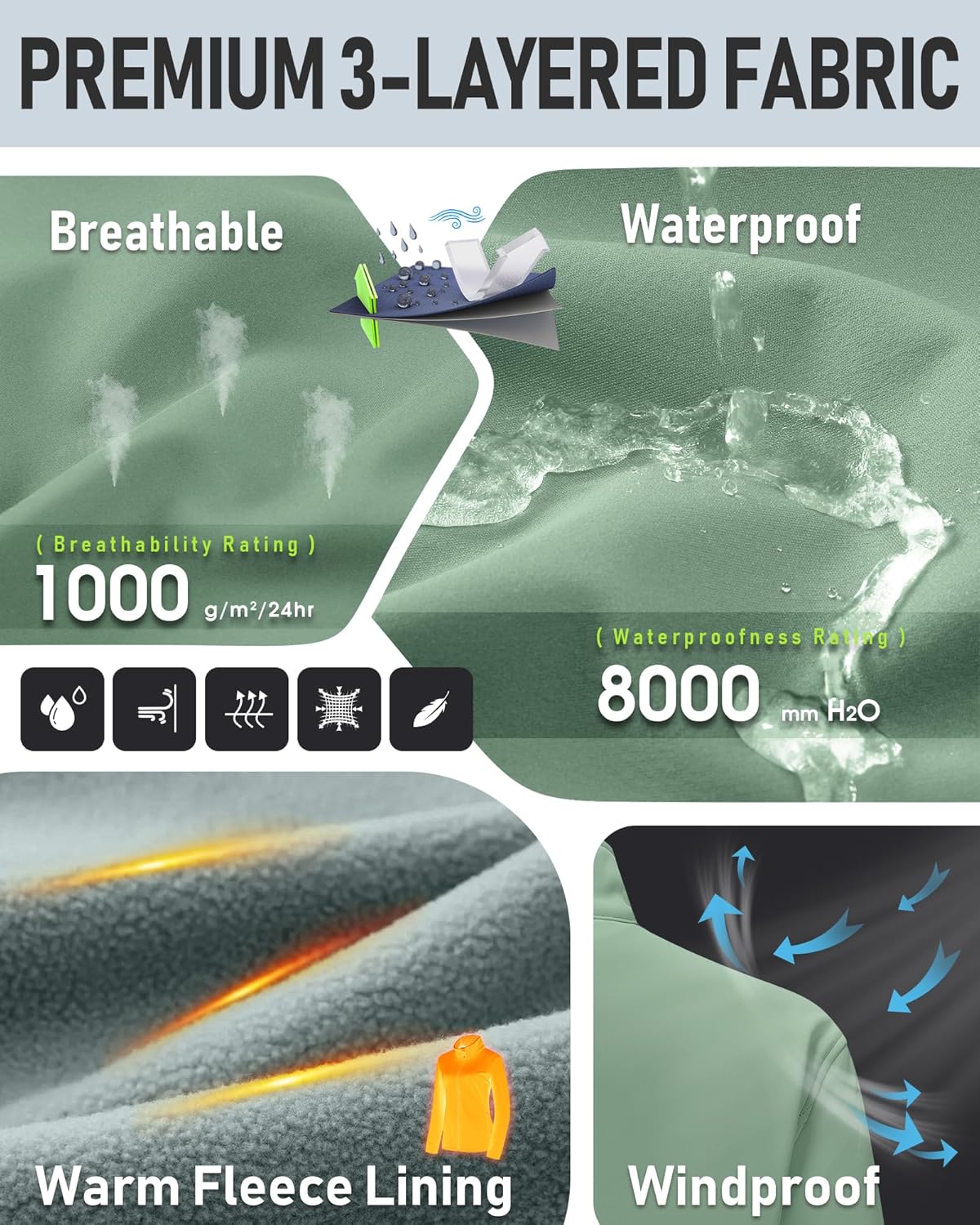 33,000ft Women's Lightweight Softshell Jacket Fleece Lined Windbreaker Waterproof Warm Jacket for Running Golf Hiking - Image 5