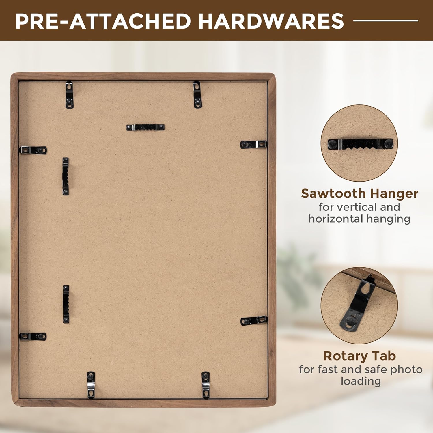 11x14 Wooden Picture Frames USA-Sourced Natural Walnut Solid Wood Photo Frame Handcrafted Rounded Corner with Mat to 8x10 Picture Frame Vintage Display with Real Glass Family Picture - Image 8