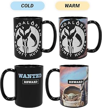 Zak Designs Star Wars The Mandalorian Baby Yoda The Child BPA Unique Color Changing Ceramic Coffee Mug Collectible Keepsake and Wonderful Tea Mug 15oz