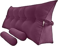 Vista 12 de Almohada triangular de lectura para reposo en cama, cojín bolster grande para cabecero, respaldo, almohada de cuña con dos almohadas enrollables